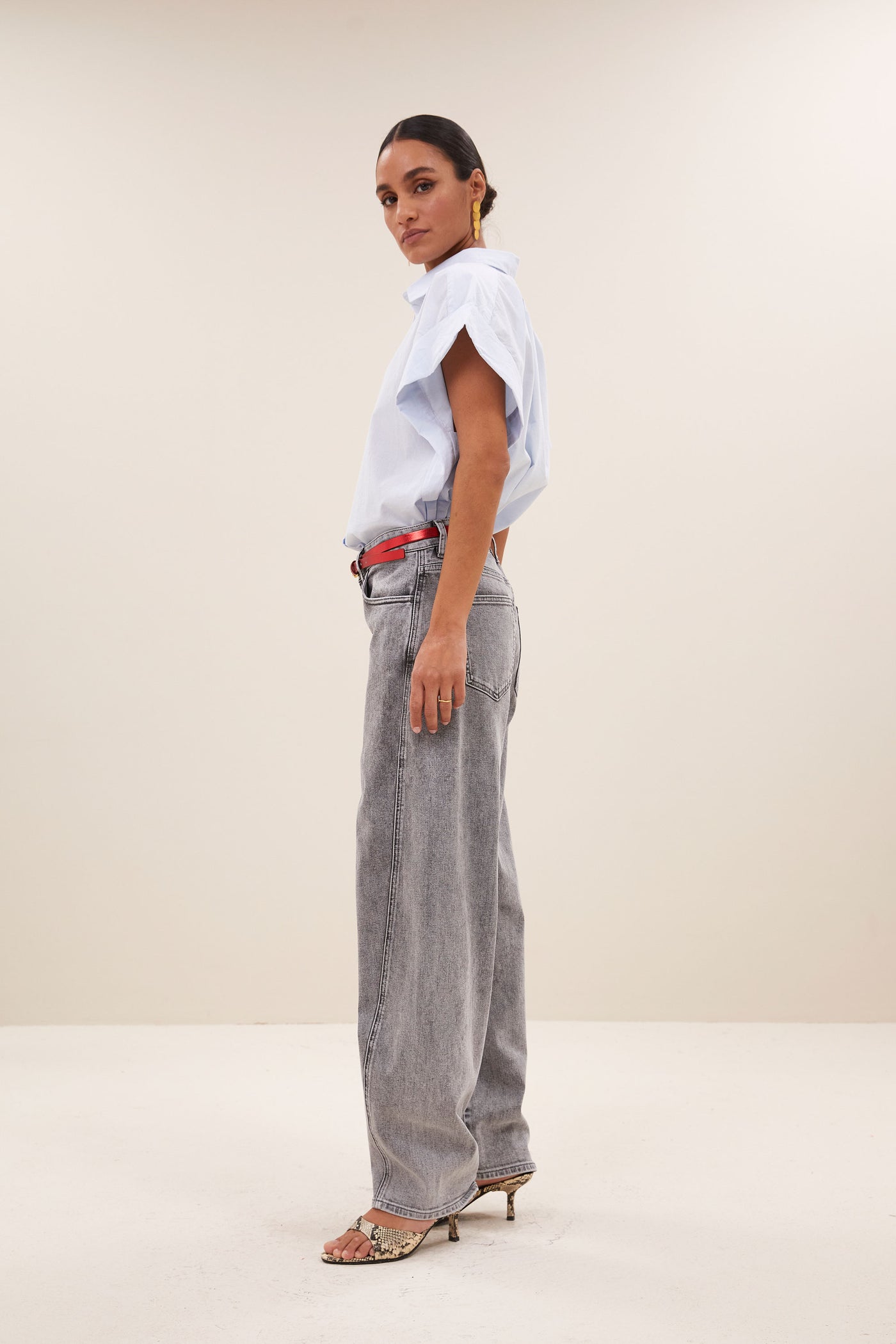 Pixie Chambray Blouse - Light Blue