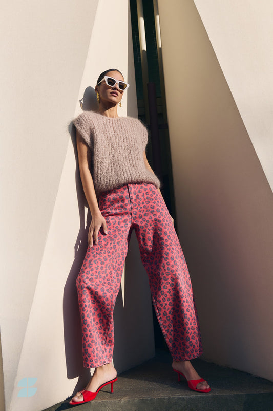 Lew Red Cheetah Pants - Red Cheetah Print