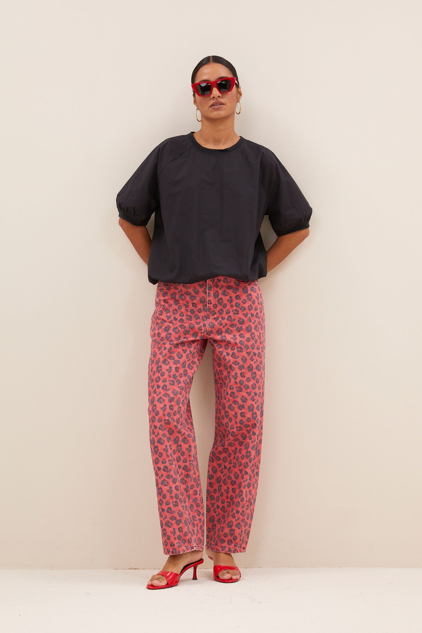 Lew Red Cheetah Pants - Red Cheetah Print