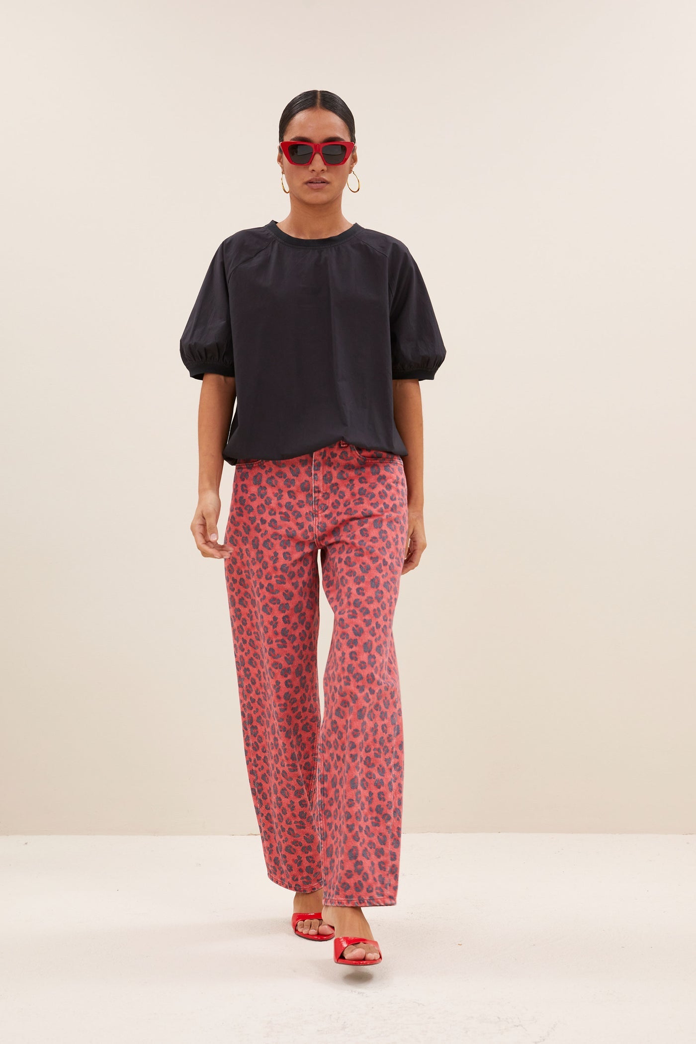 Lew Red Cheetah Pants - Red Cheetah Print