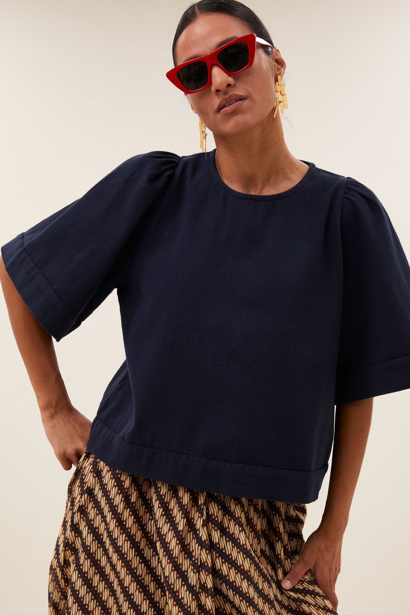 Olivia Twill Blouse - Captain Blue