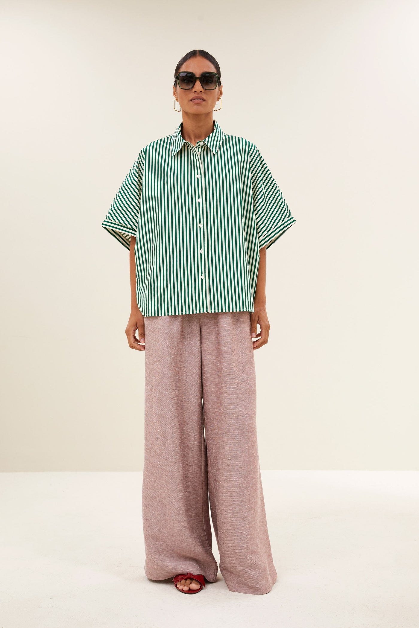 Sunny Stripe Blouse - Evergreen Stripe