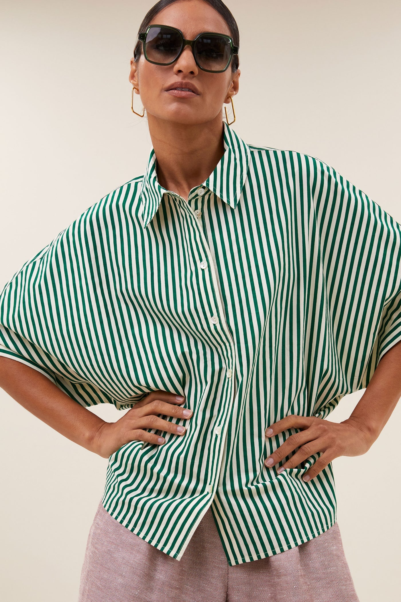 Sunny Stripe Blouse - Evergreen Stripe