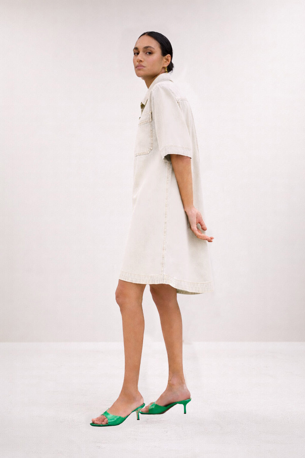 Lexia Twill Dress - Cloud White