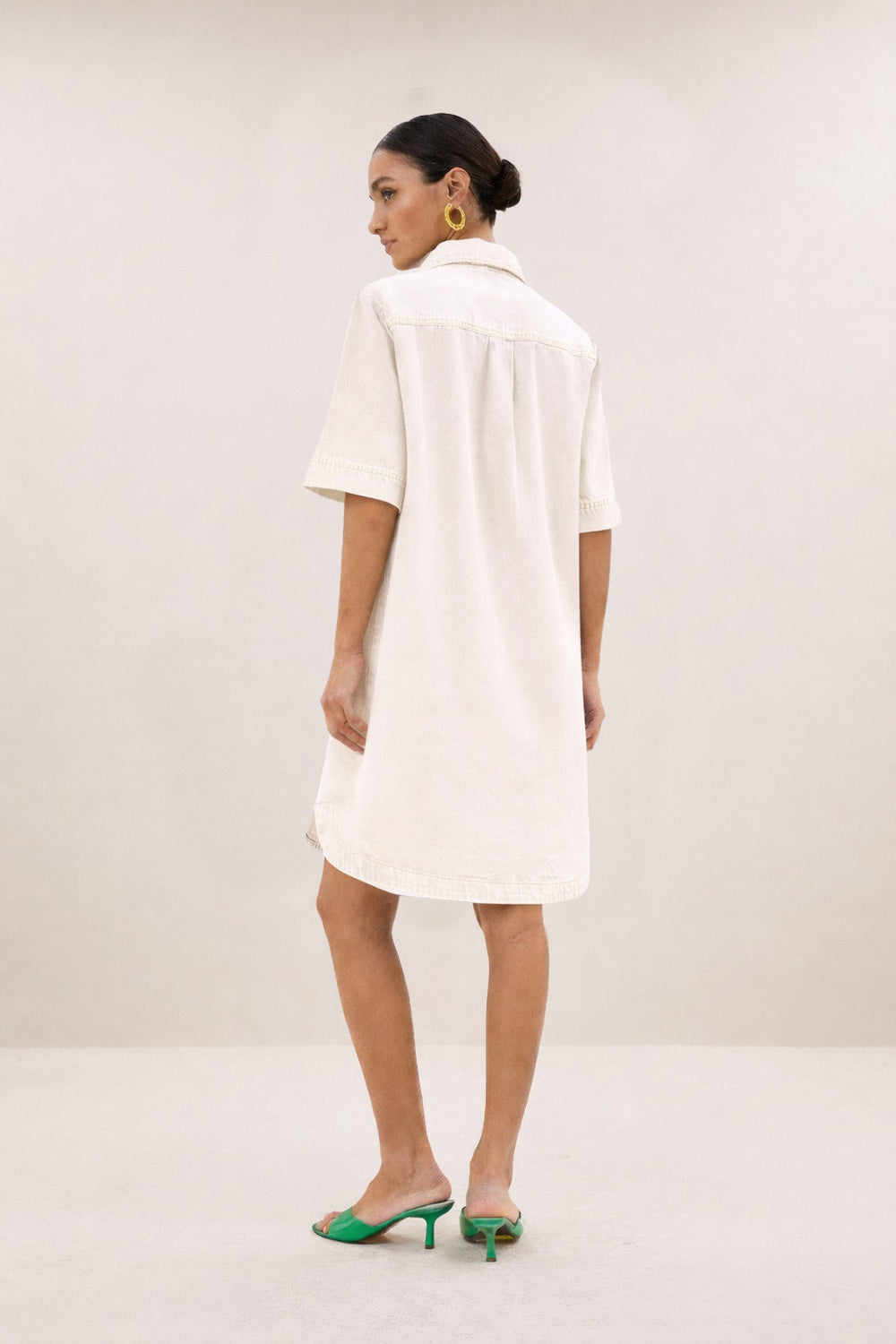 Lexia Twill Dress - Cloud White