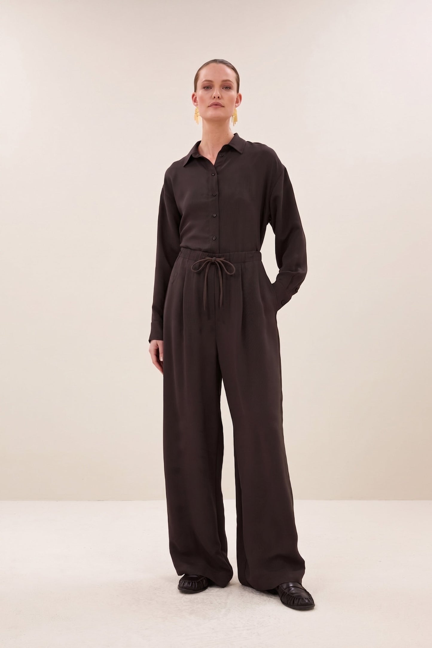 Pelle Satin Pants - Espresso