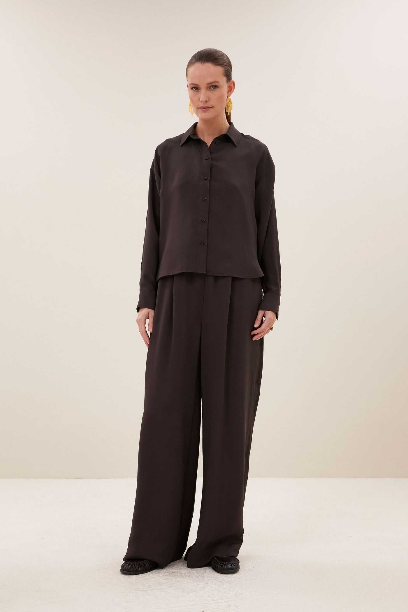 Pelle Satin Pants - Espresso