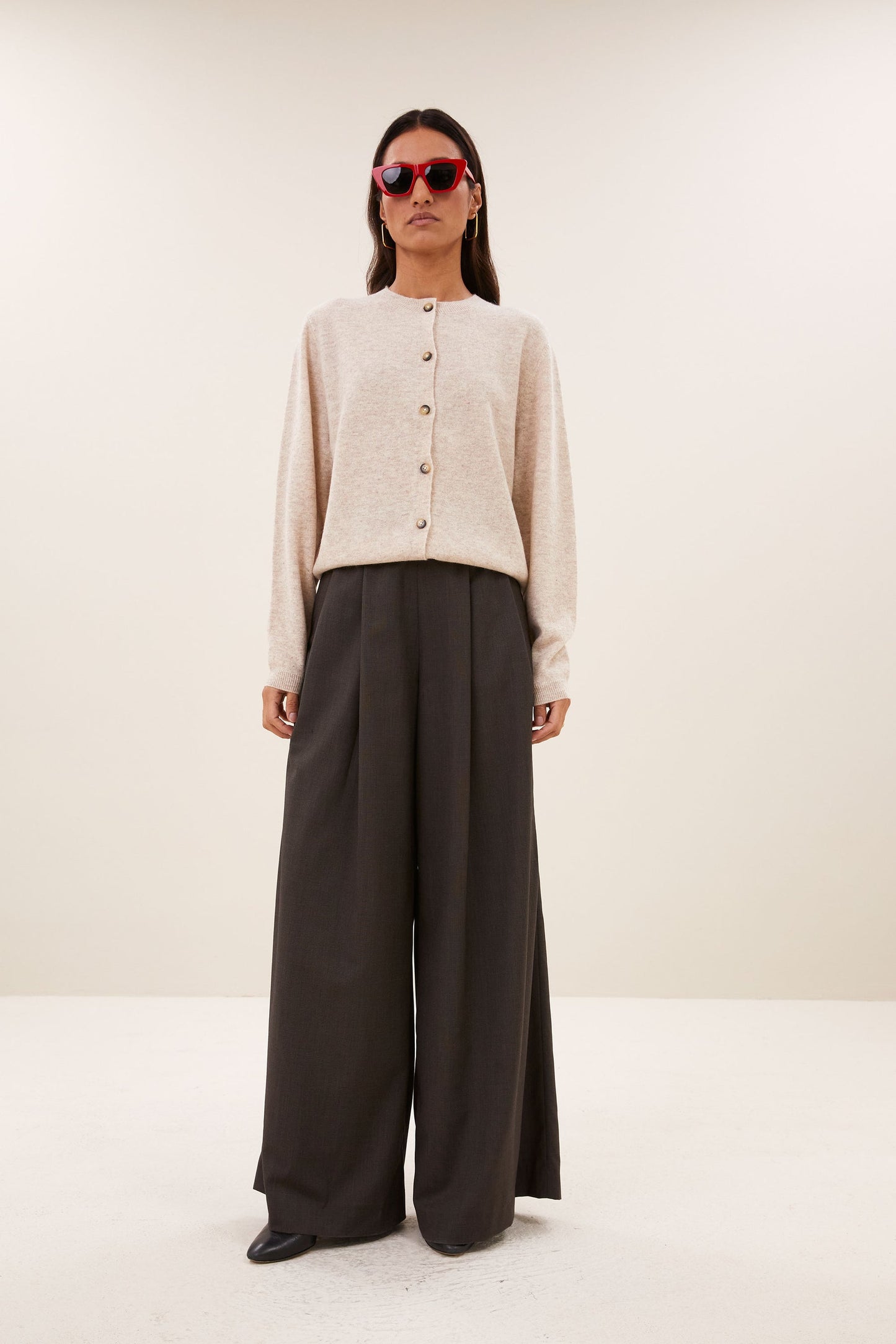 Cleo Merino Cardigan - Oyster Melee