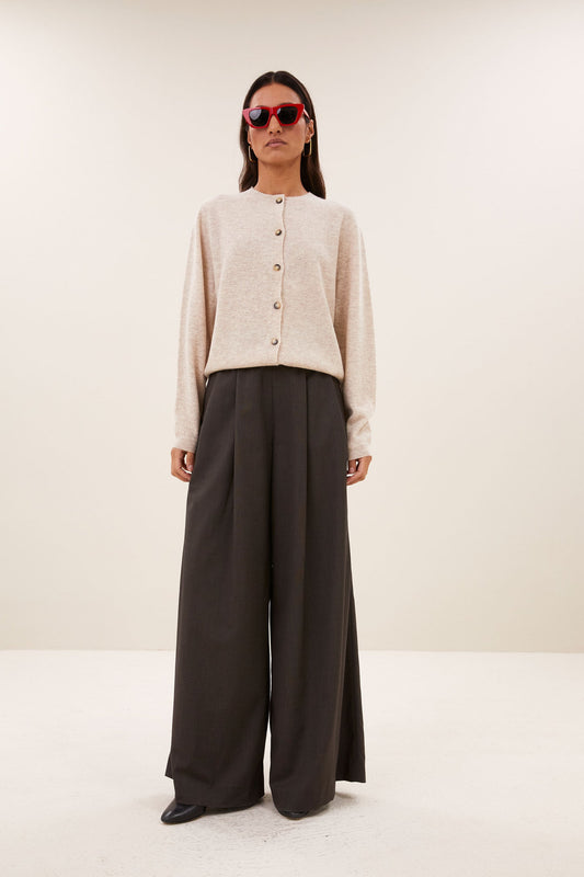 Cleo Merino Cardigan - Oyster Melee