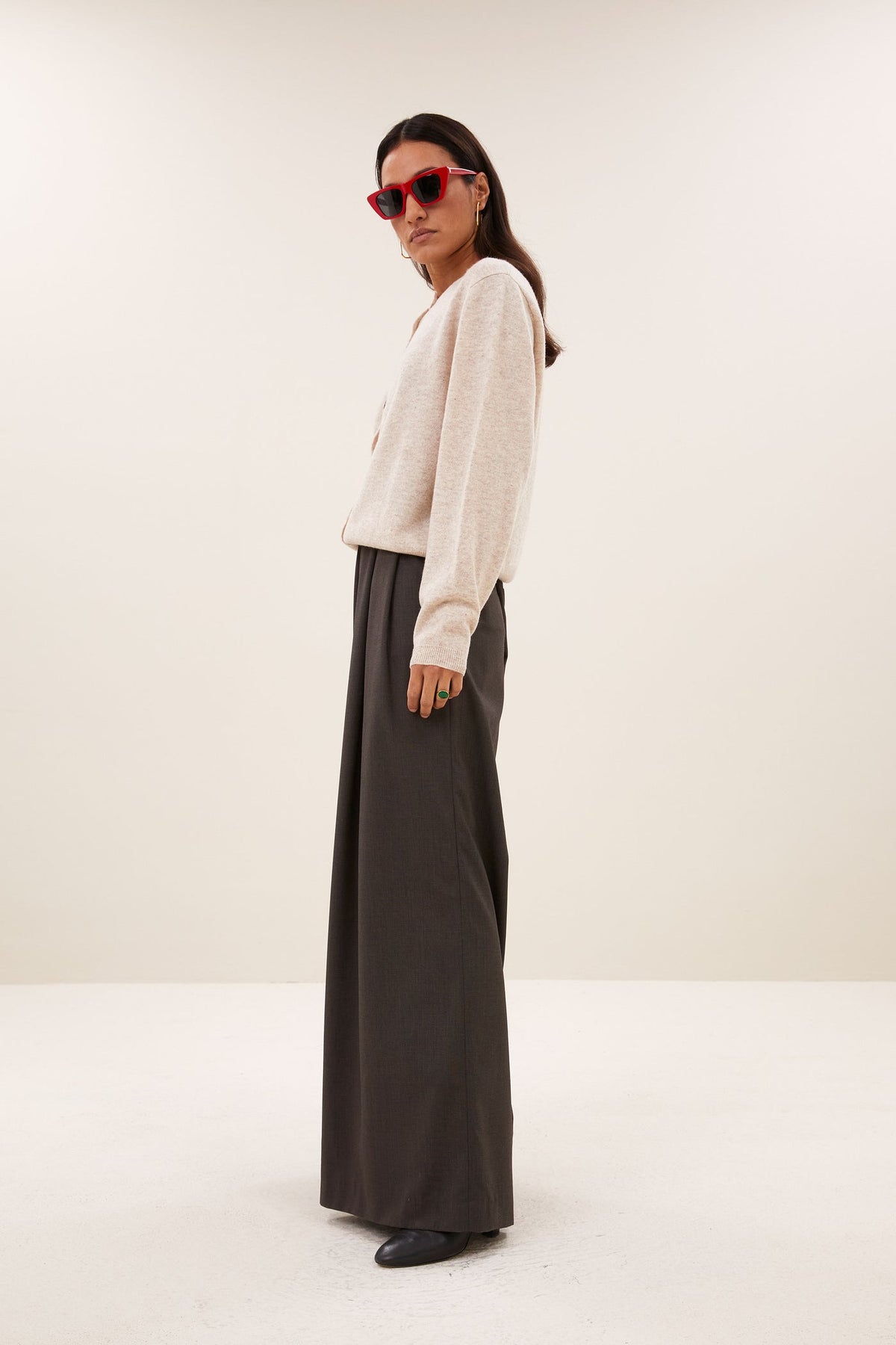 Cleo Merino Cardigan - Oyster Melee