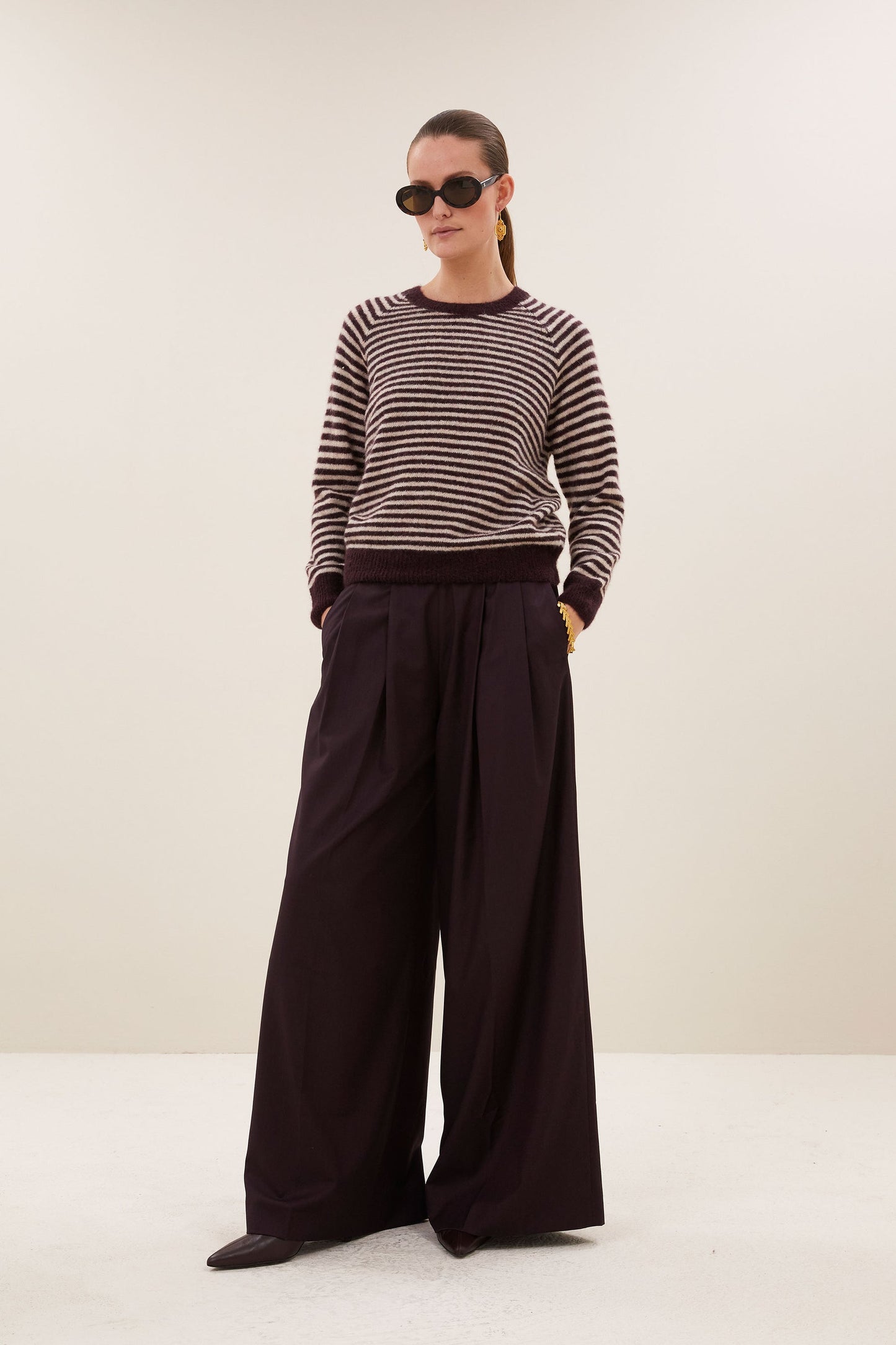 Sally Stripe Pullover - Burgundy Crush Stripe