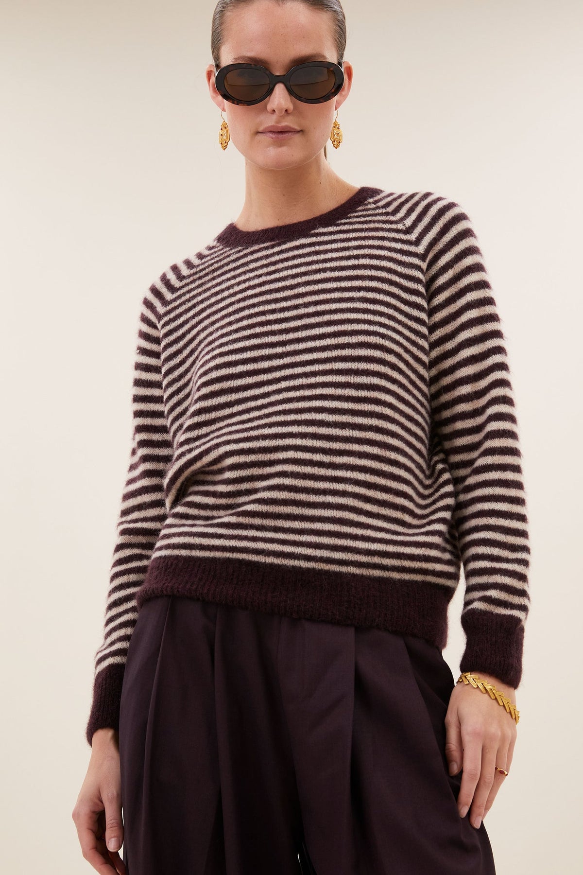 Sally Stripe Pullover - Burgundy Crush Stripe