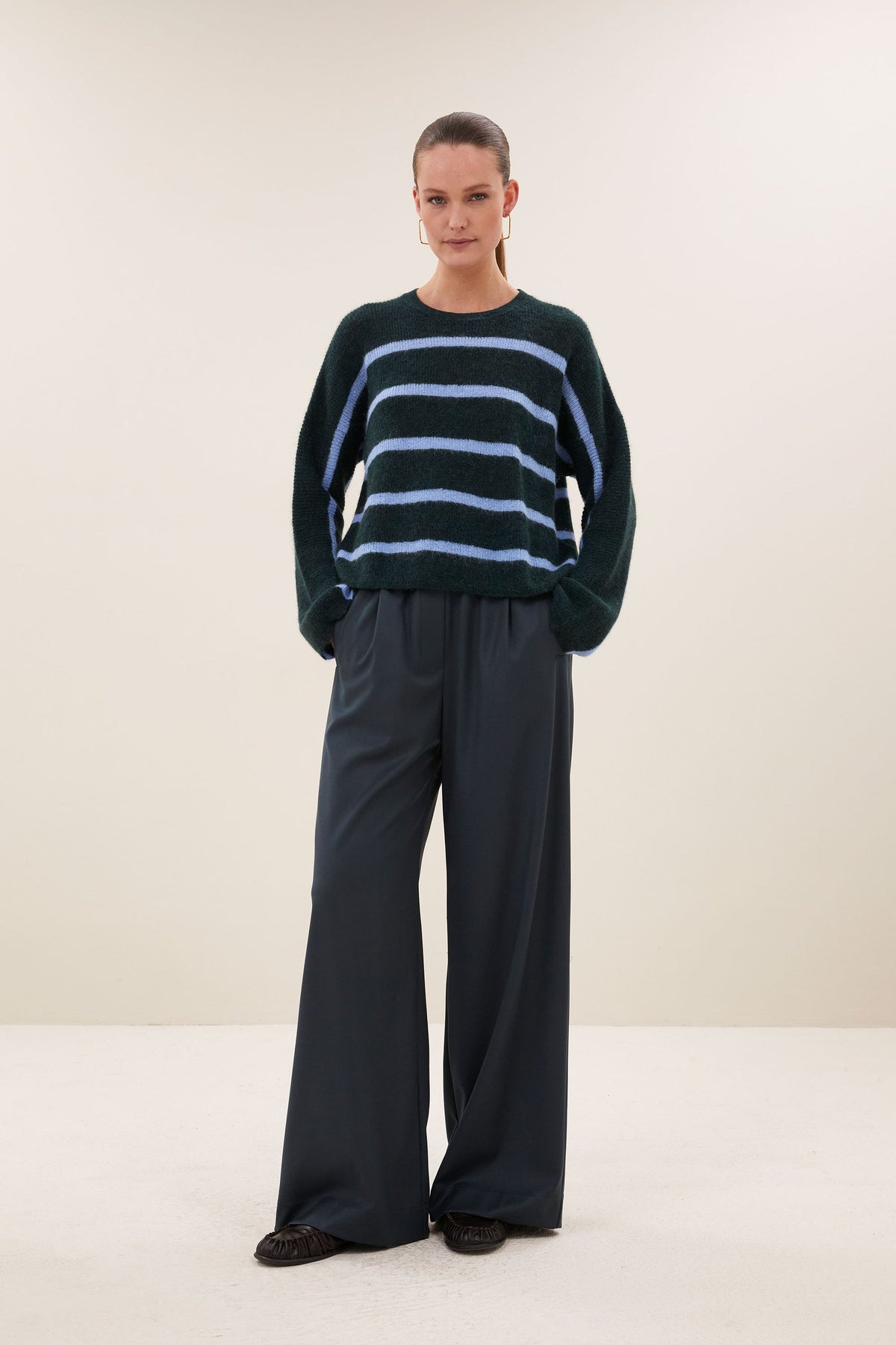 Vide Stripe Pullover - Green Cloud Stripe