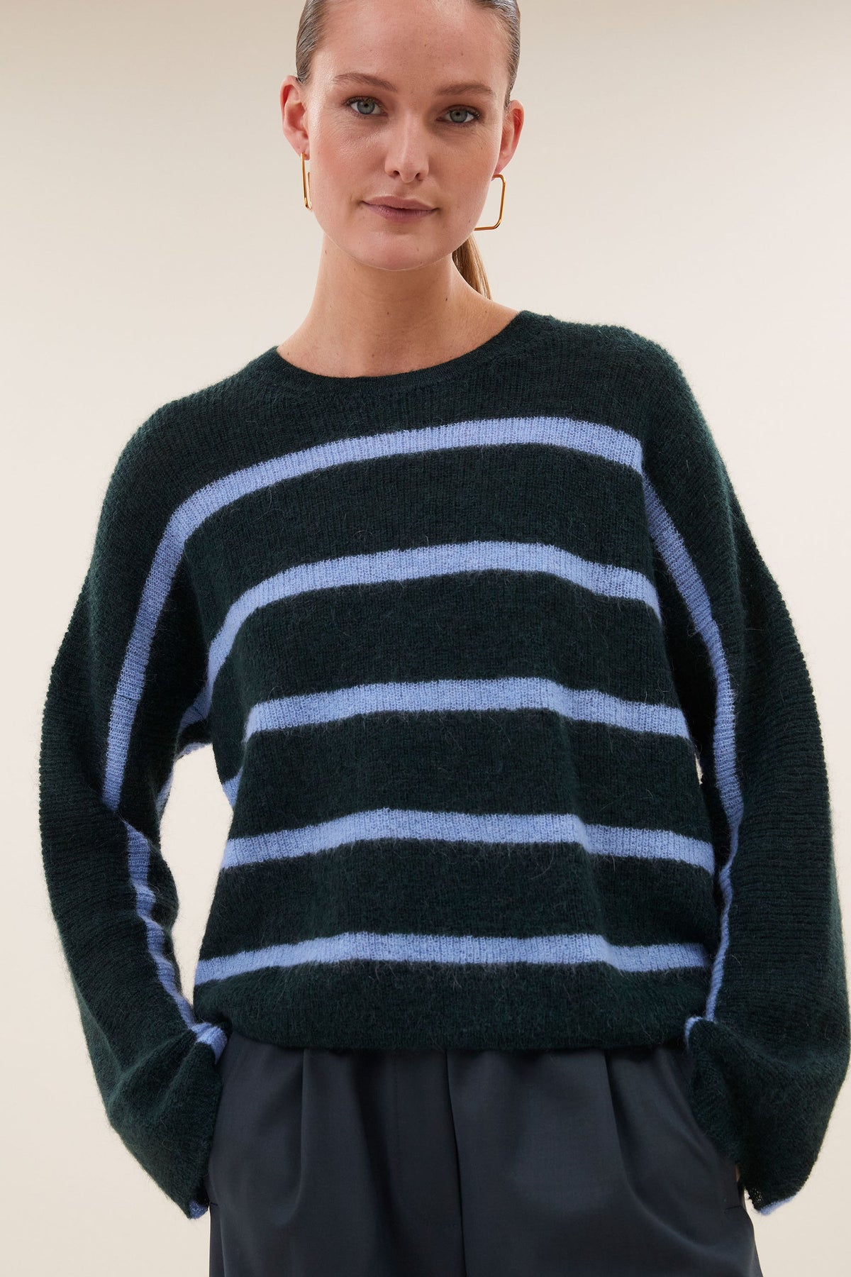Vide Stripe Pullover - Green Cloud Stripe