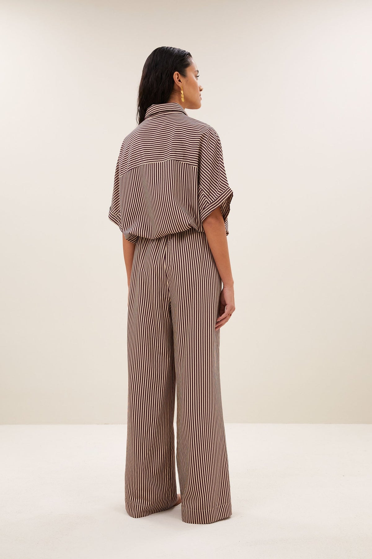 Celin Stripe Pants - Burgundy Stripe