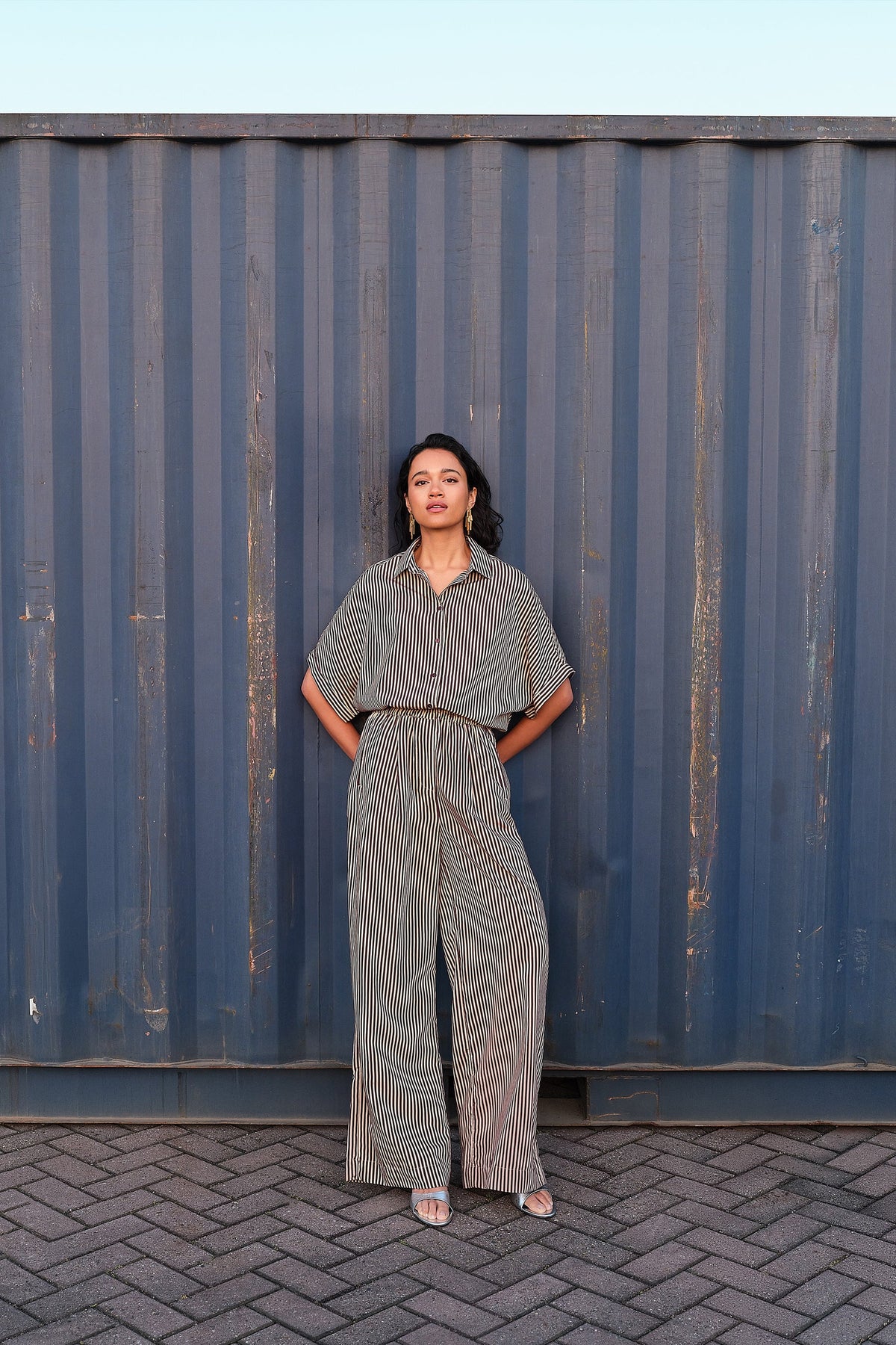 Celin Stripe Pants - Burgundy Stripe
