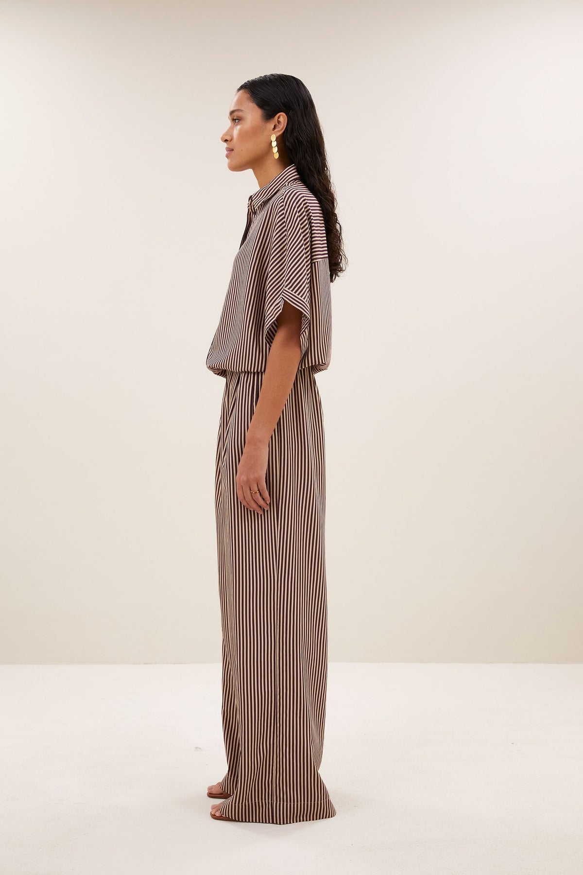 Celin Stripe Pants - Burgundy Stripe