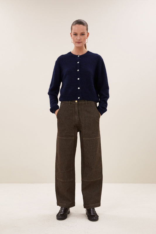 Jenna Worker Jeans - Dark Brown