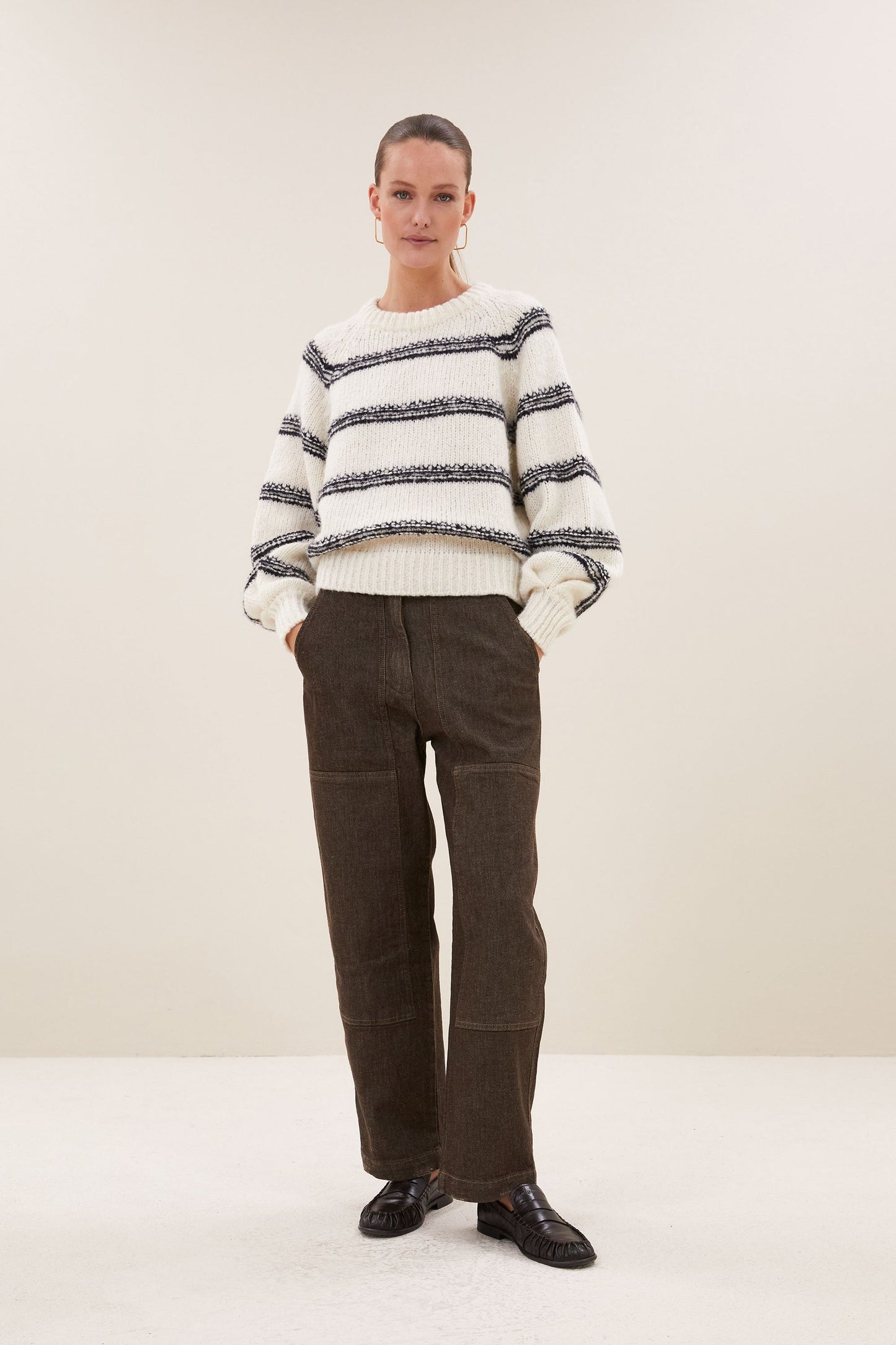 Jenna Worker Jeans - Dark Brown