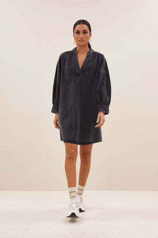 Jina Twill Dress - Jet Black