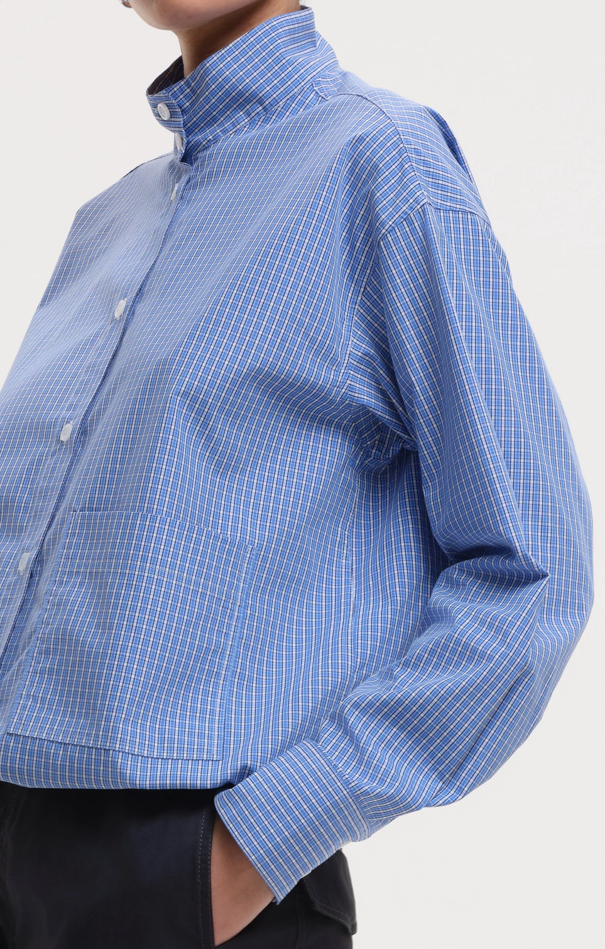 Tasia Drawcord Shirt - Light Blue