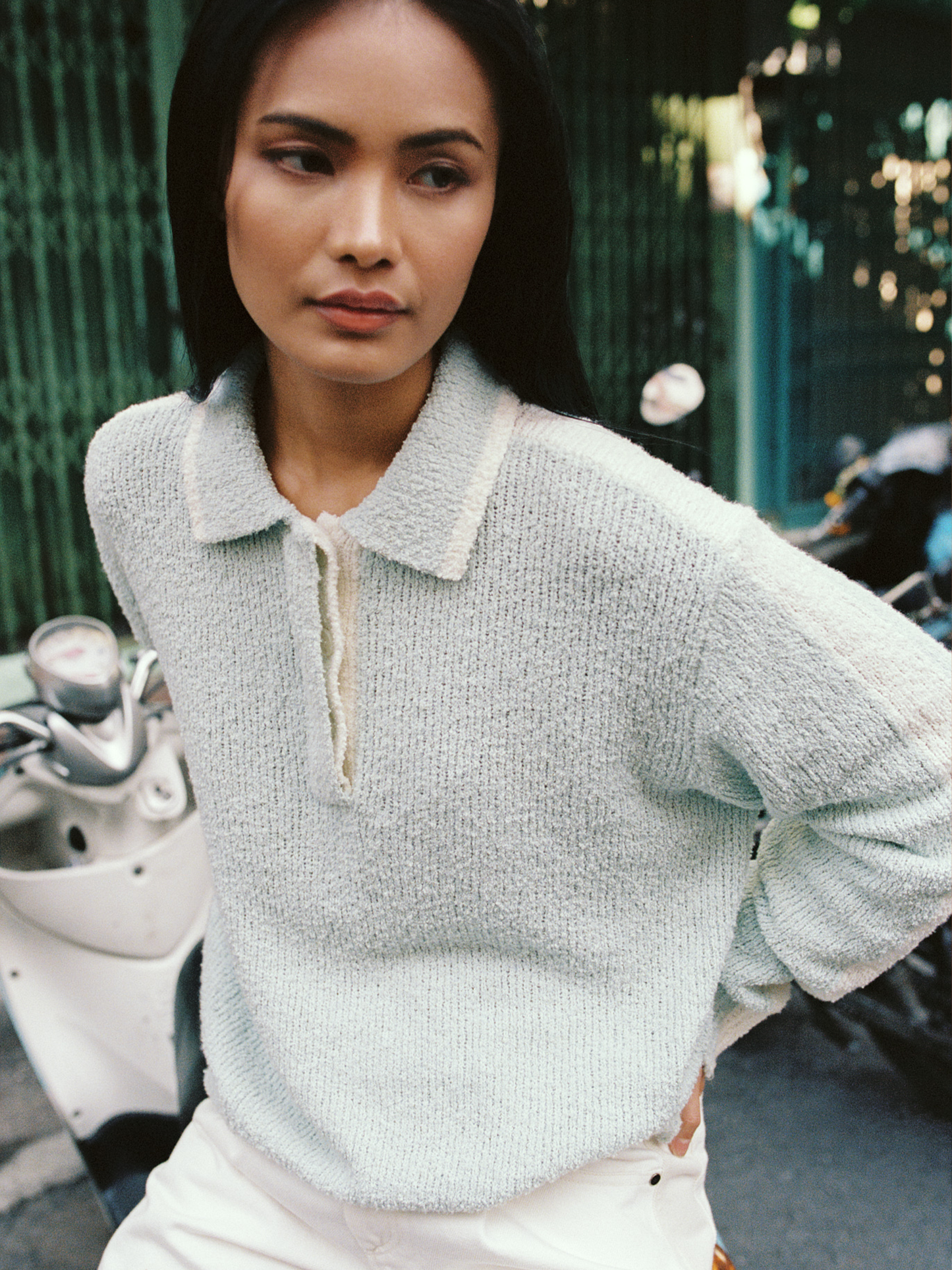 Kayar Longsleeve Boucle Polo - Light Blue