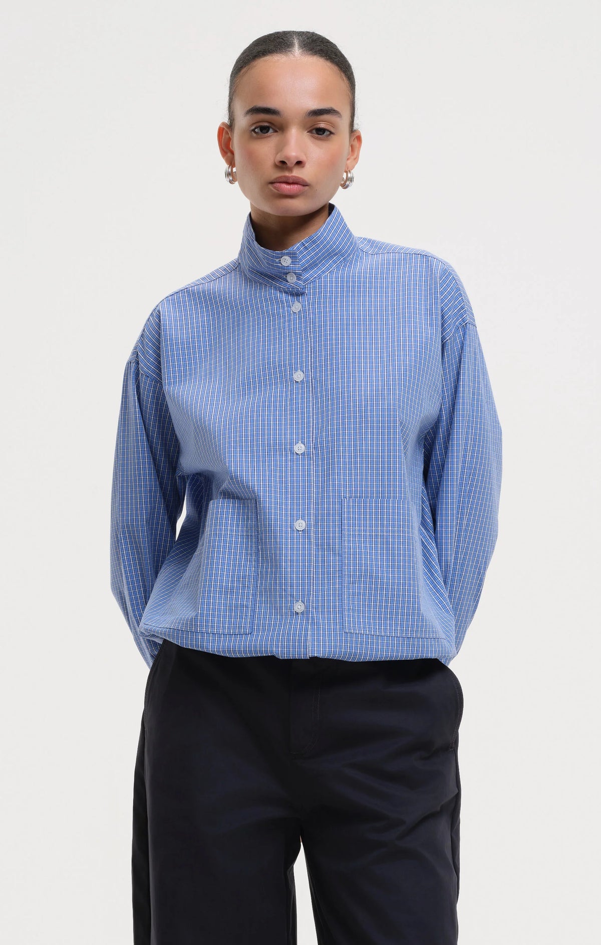 Tasia Drawcord Shirt - Light Blue