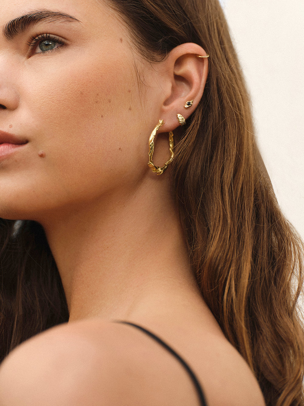 Spark Smokey Quartz - Earring Gold
