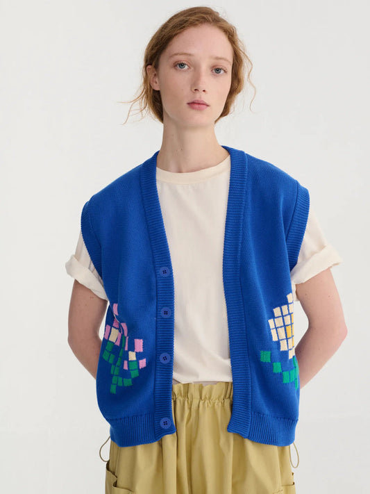 Cotton Vest - Pixel Flowers