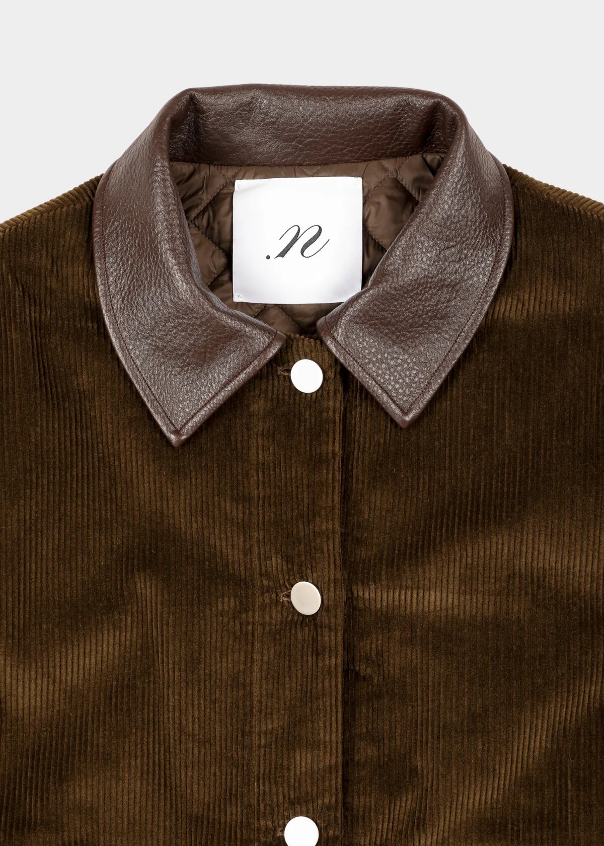 Boris Patted Coat - Khaki Corduroy/Leather