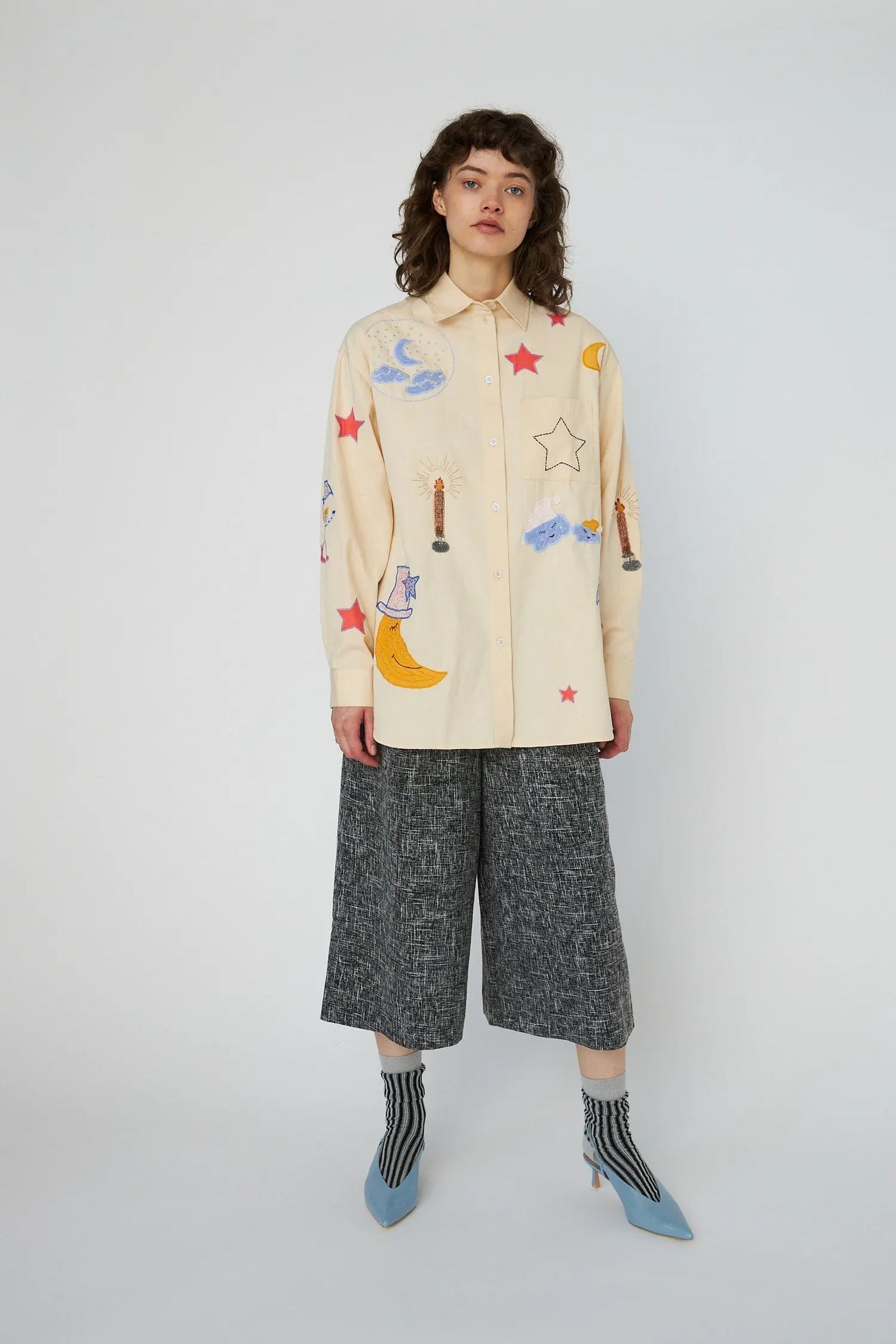 Bead Embellished Shirt -  Crème-Brûlée