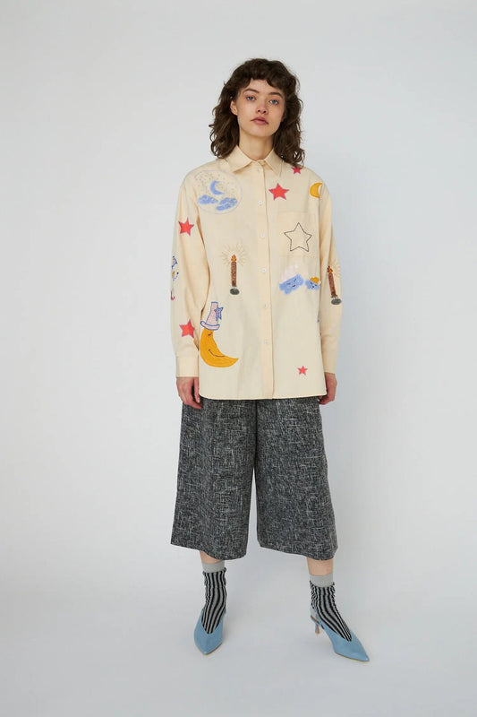 Bead Embellished Shirt -  Crème-Brûlée