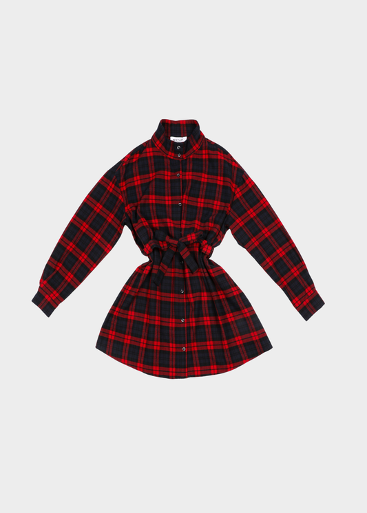 Bibi Dress - Navy Red Checkered