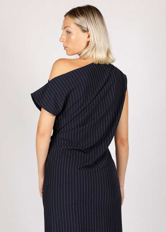 Blake Dress - Dark Blue Striped