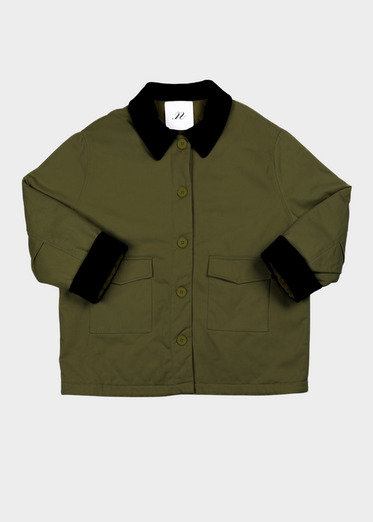 Boris Babour Style Jacket - Khaki/ Blue