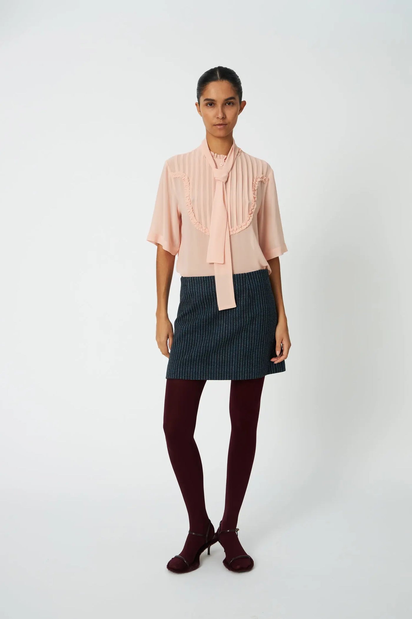Checked Micro Skirt - Blue Checks