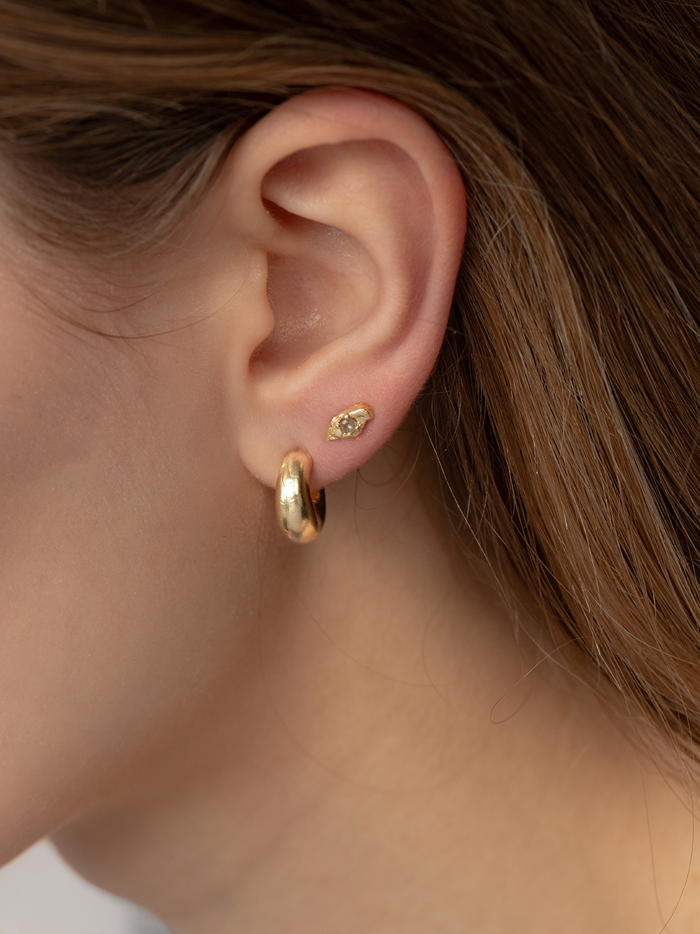 Spark Smokey Quartz - Earring Gold