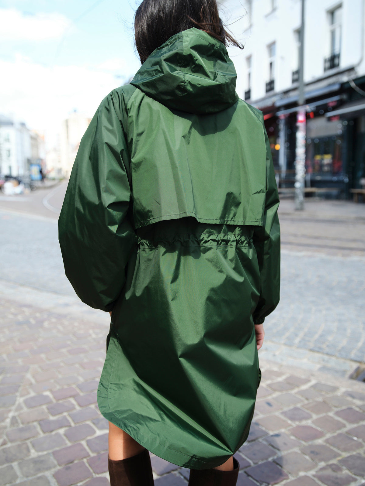 Long Coat Raincoat - Forest Green