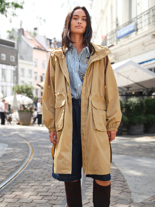 Long Coat Raincoat - Camel