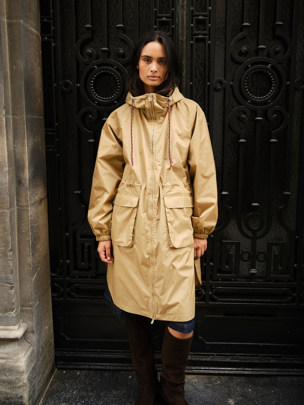 Long Coat Raincoat - Camel