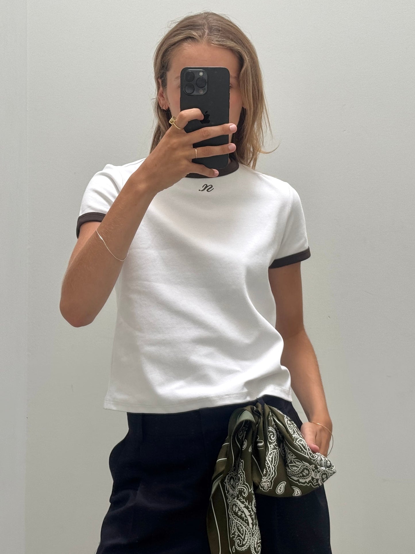 Donni Tee - White/Khaki