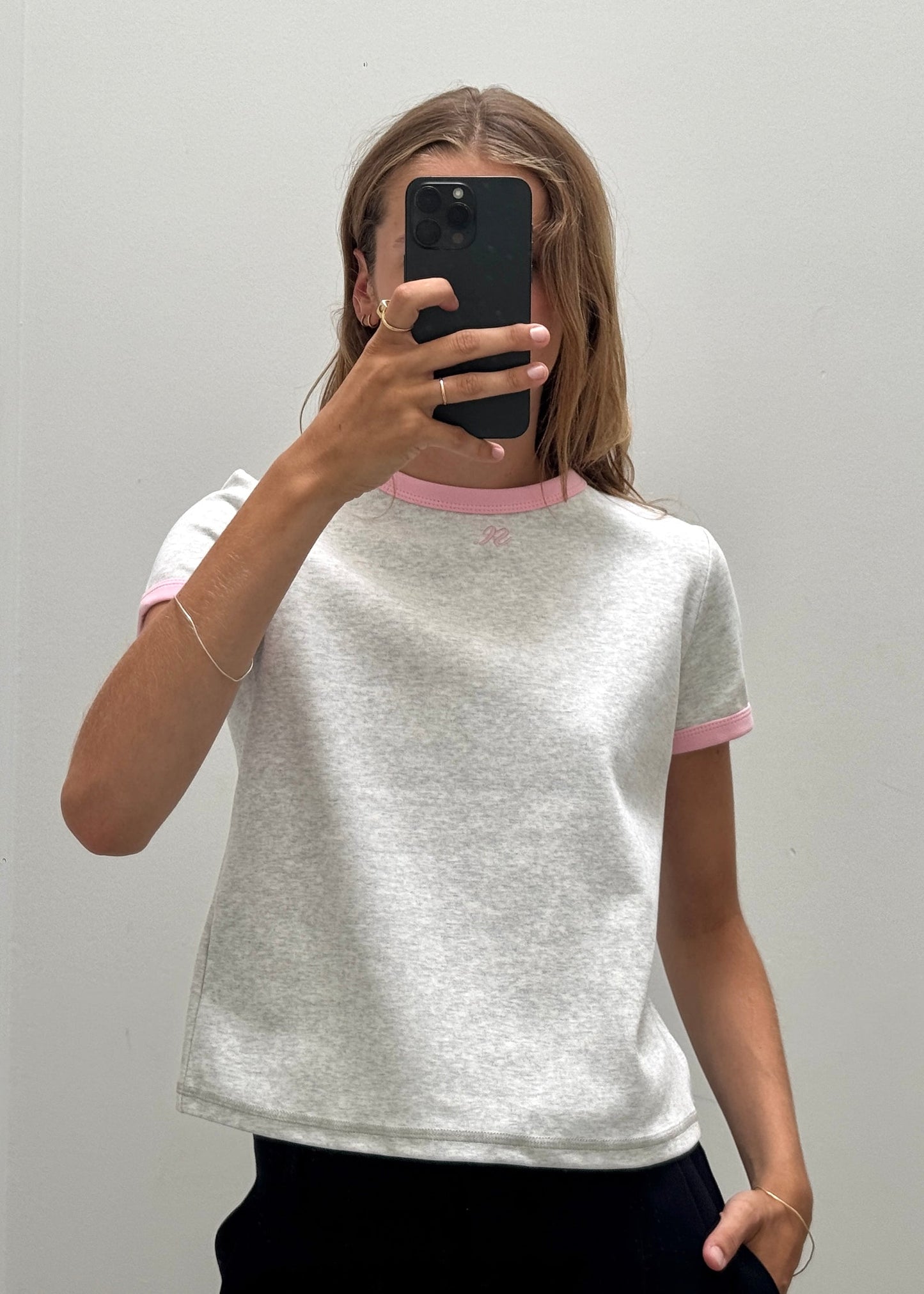 Donni Tee - Light Grey/Pink