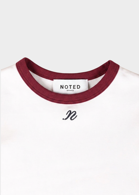 Donni T-Shirt - White / Burgundy