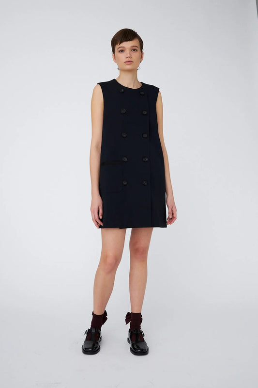 Double Breasted Mini Dress - Navy