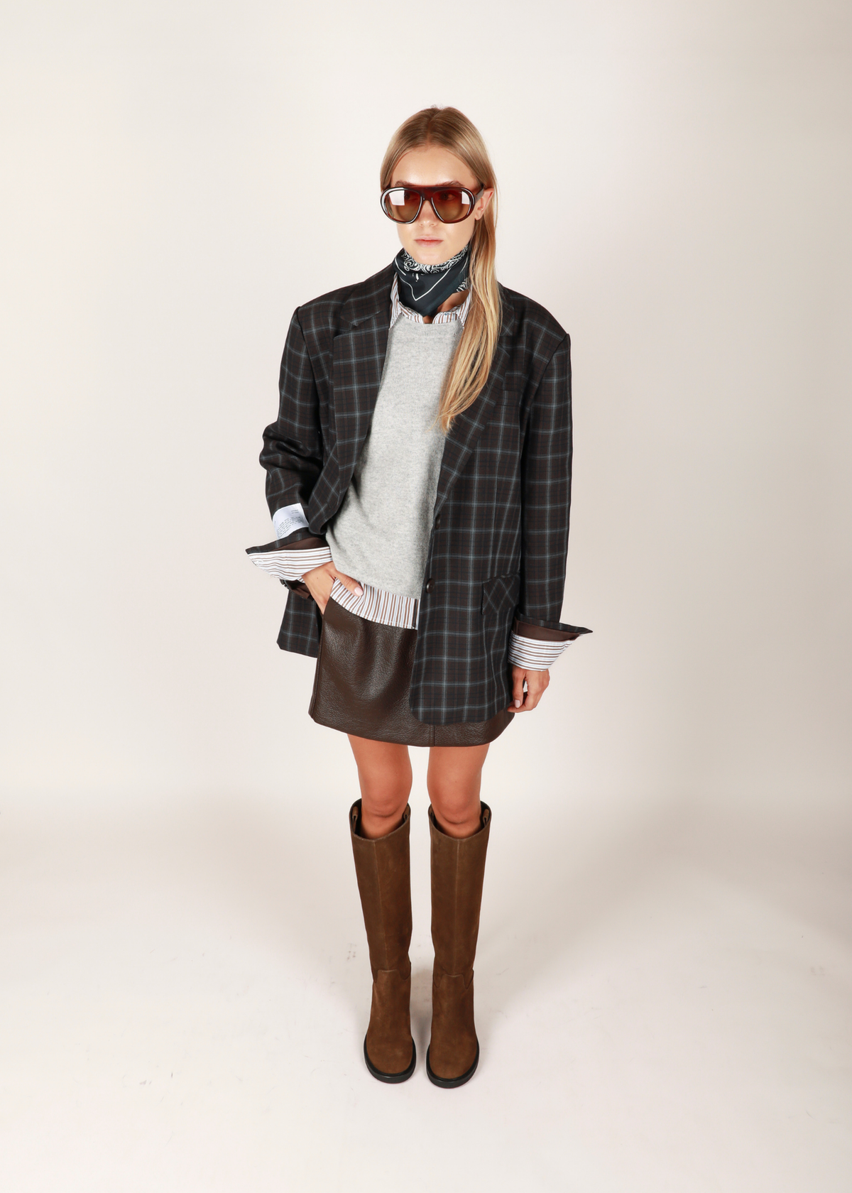 Dua Mini Skirt - Brown Leather