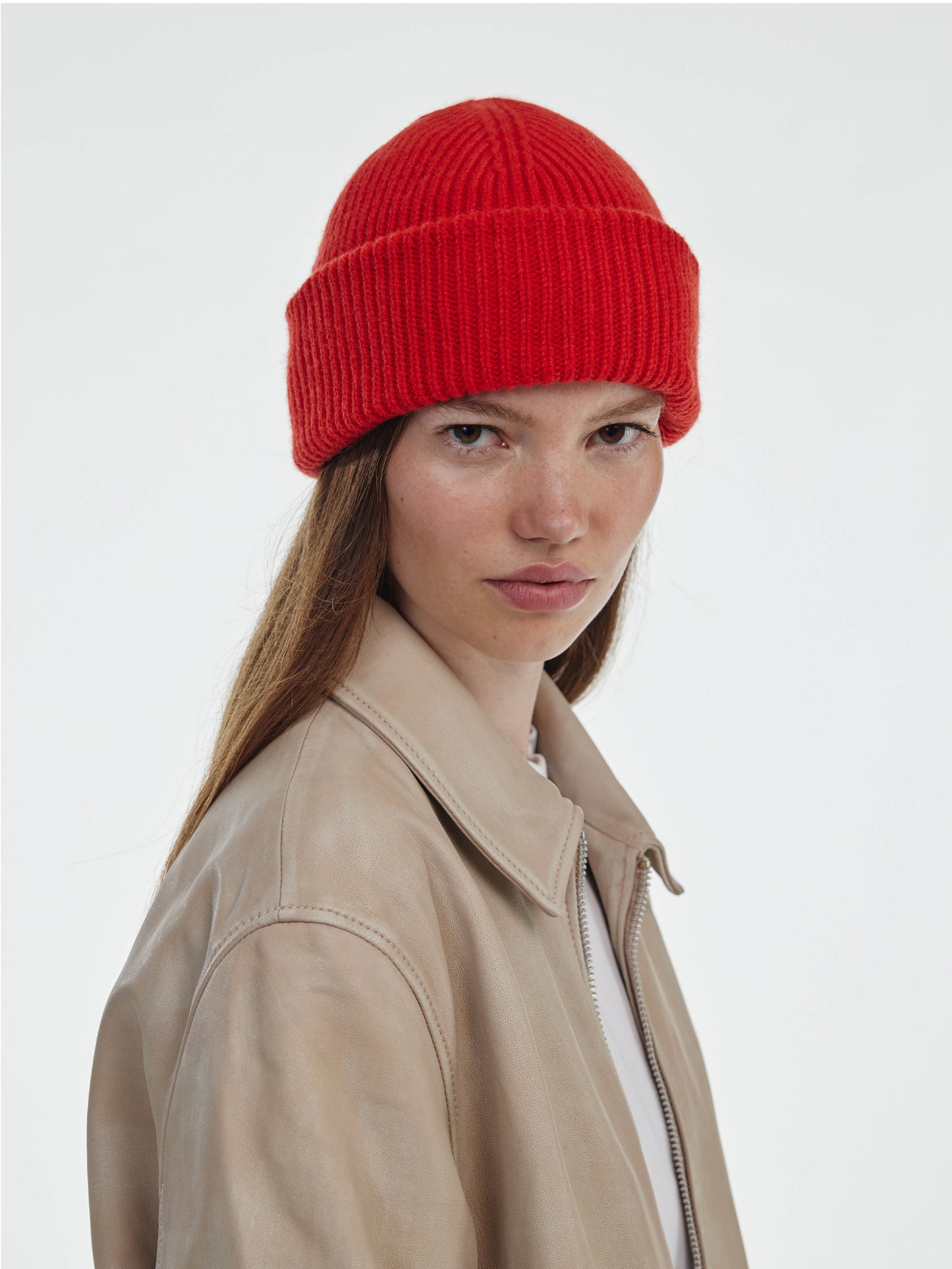 Chunky Soft Wool Beanie - Red