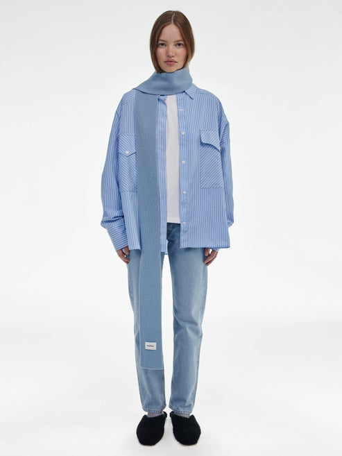 Mini Soft Wool Scarf - Soft Blue Marl