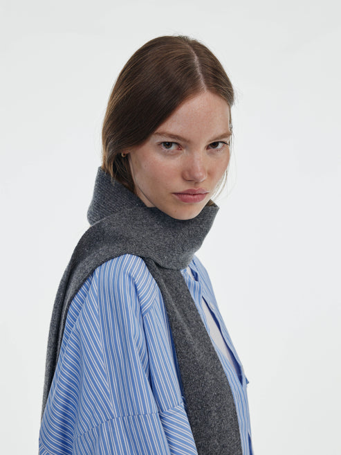 Mini Soft Wool Scarf - Dark Grey
