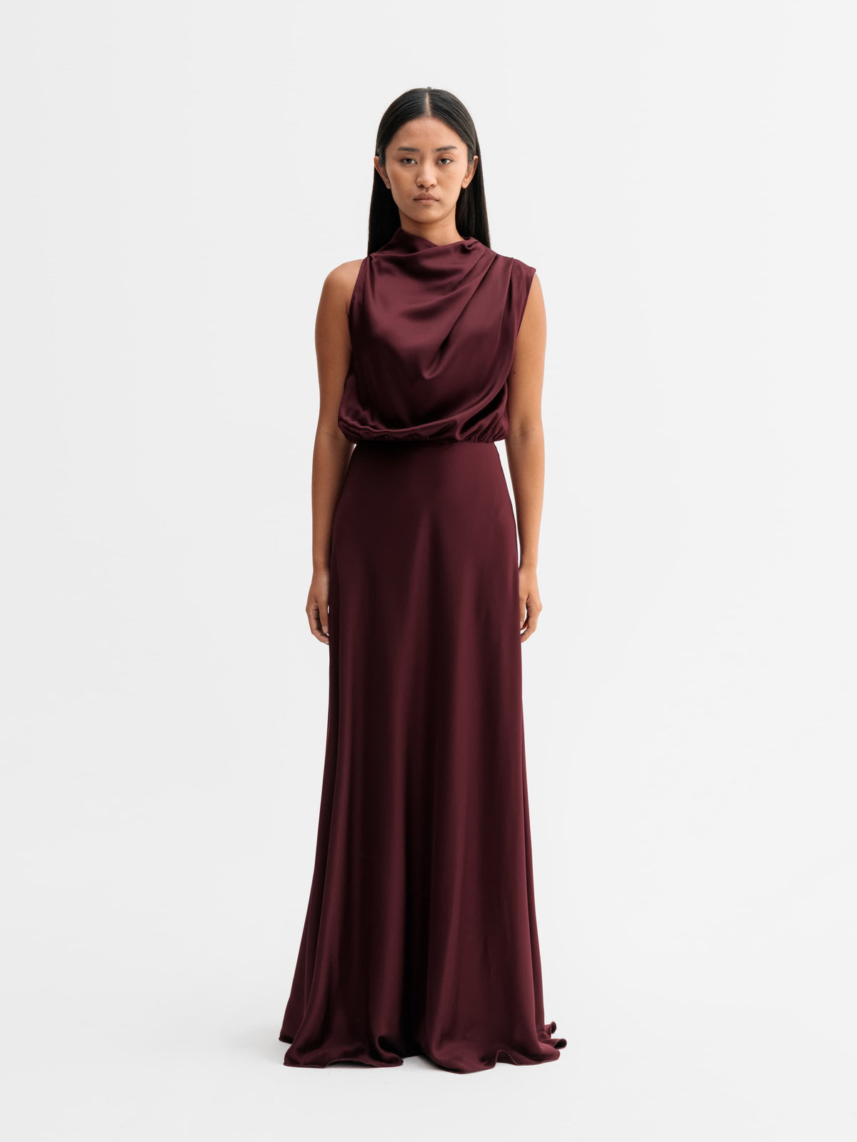 Eli Satin Dress - Burgundy