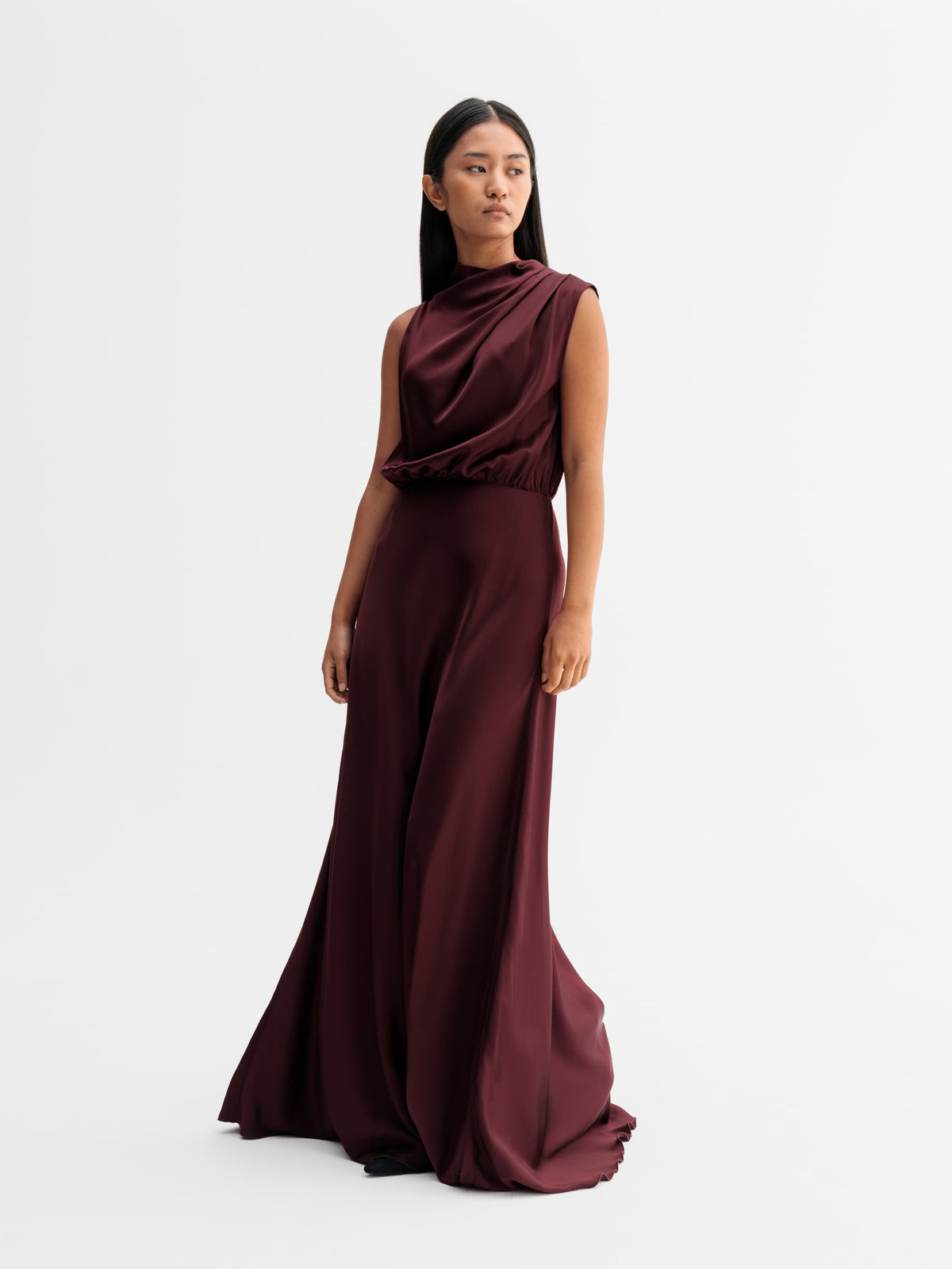 Eli Satin Dress - Burgundy
